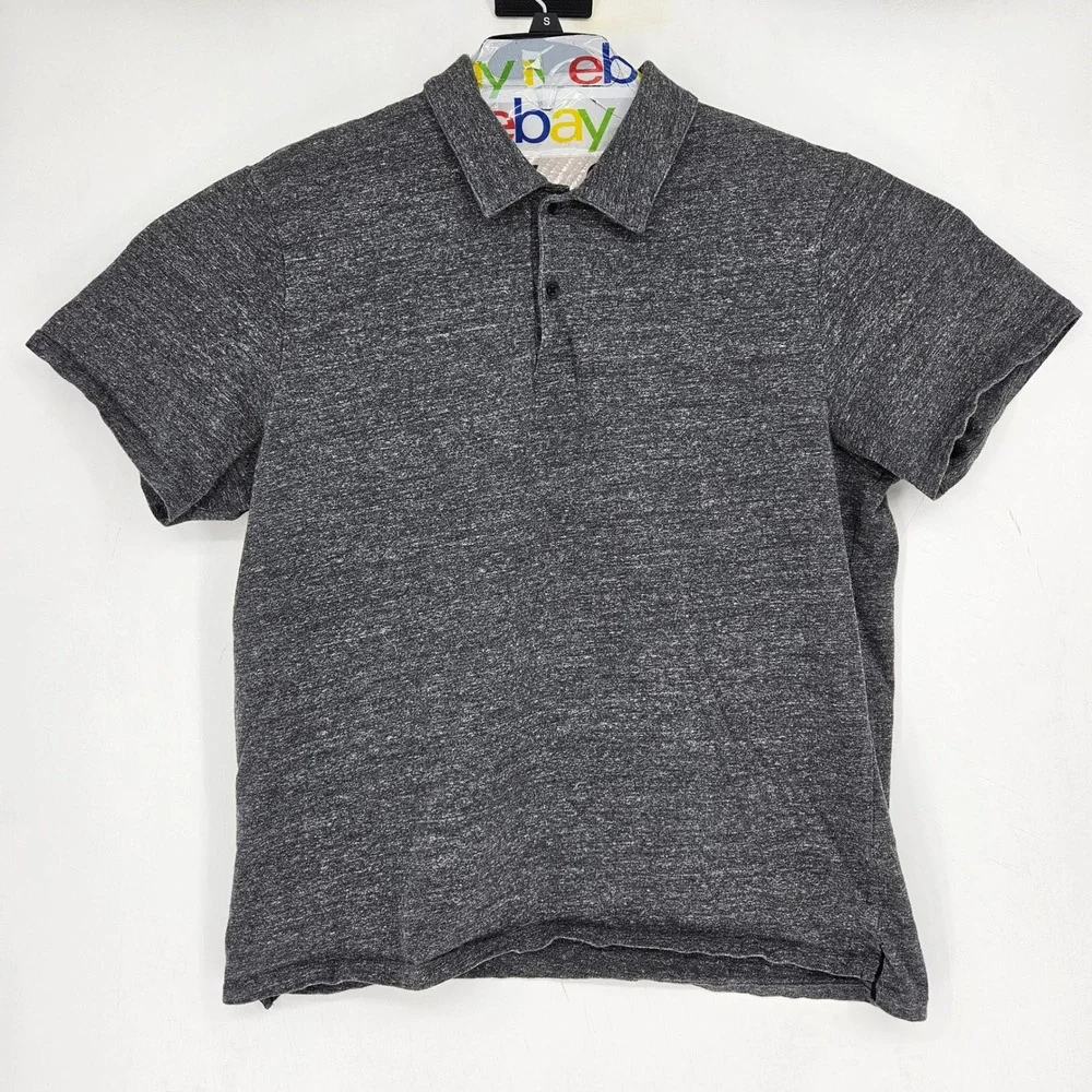 Rag & Bone Polo Shirt Mens‎ XL Short Sleeve Casual Preppy Heather Gray Black